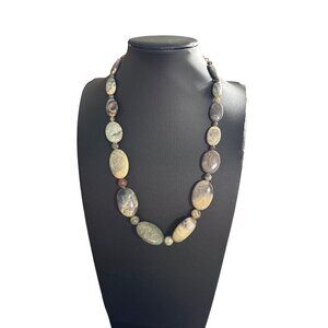 Jay King Desert Rose Trading Oval  Jasper Necklace W/ Hook Chain 18-22 Inches Mu